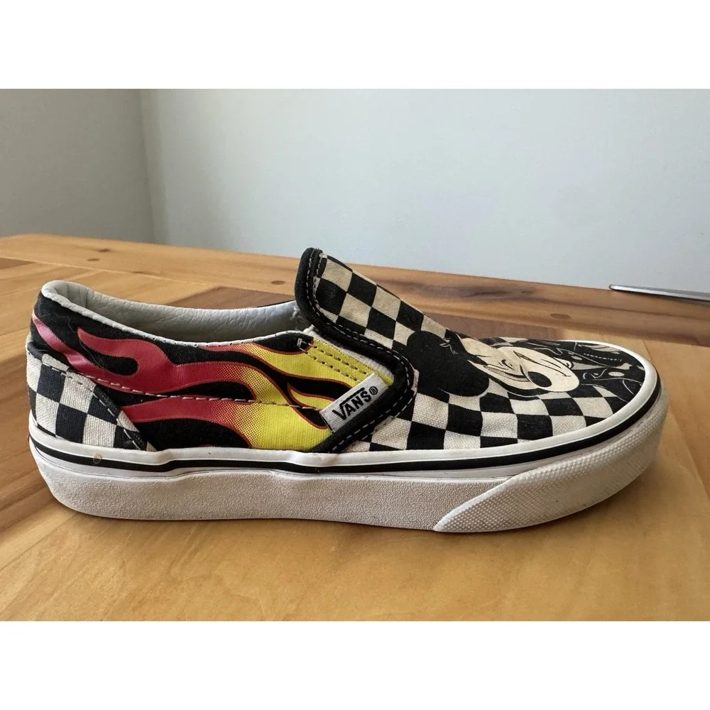 Vans X Disney Mickey & Minnie Sneaker Flames Slip On Classic Skate Kids Size 1.5